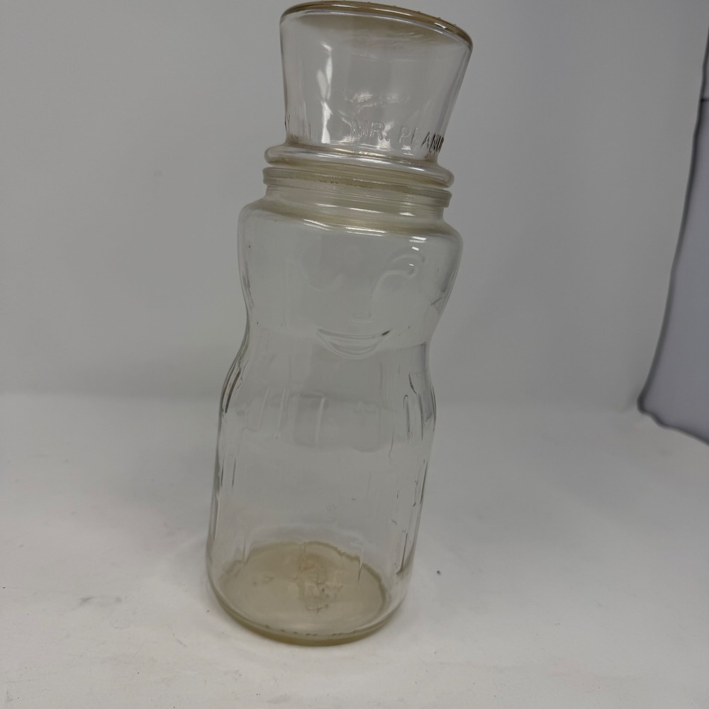 Vintage 1981 Planters Mr Peanut 75th Birthday Glass Jar with Lid Commemorative‎